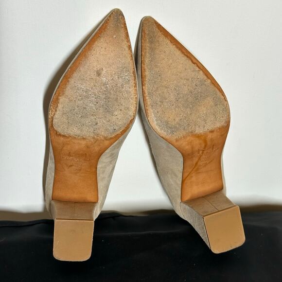 Marc Fisher Zala Block Heel Pointy Toe Pump Natural Suede Sz 8.5 - Picture 8 of 8